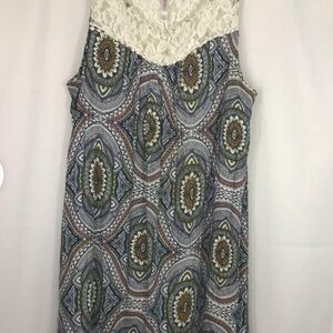 4/$12 Exhilaration White Lace On Top Sleeveless Poisley Cottage Boho W/Lining
